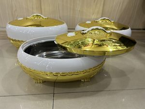 ชุดหม้ออุ่นอาหาร 3 ชิ้น ขนาด 4 ลิตร 5 ลิตร 6 ลิตร สีแดงเงิน ขาตั้งตกแต่ง พร้อมฉนวนกันความร้อน กล่องของขวัญสำหรับงานแต่งงาน - Product Image 6