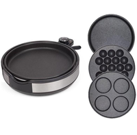 Nouveau concept CE RoHS LFGB ETL Plaque de cuisson multi-réglable 3 en 1 pour omelettes, tokoyaki, roti et crêpes, amovible avec spatule