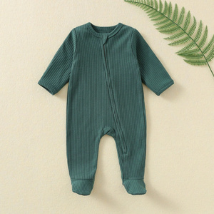 <span class=keywords><strong>Vestiti</strong></span> personalizzati <span class=keywords><strong>di</strong></span> bambù per bambini 4*1 body a coste in maglia traspirante Casual con cerniera a maniche lunghe un pezzo per bambino - Product Image 2
