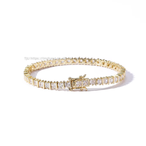 3MM Square Zirconium 2-claw <b>Copper</b> Single-row Chain, Hip-hop Men's Tennis <b>Bracelet</b>. Tanjing Fashion Lijing Necklace - Product Image 5