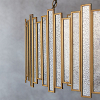 Lustre LED personnalisé en laiton avec panneau en verre mercure de luxe, hauteur réglable, pour la maison, l'hôtel, la villa, le salon