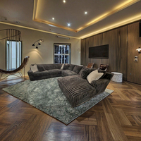 Canapé d'angle modulaire moderne en tissu velours côtelé et lit de cinéma convertible, ensemble de meubles de salon en mousse et bois encastré, vente en gros