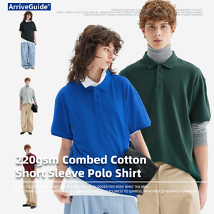 高品質企業制服 220gsm 100%綿 メンズポロTシャツ カスタムメンズ刺繍ロゴポロTシャツ ゴルフポロシャツ - Product Image 3