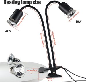 Custom Dual Head UVA UVB Reptielen Warmtelamp 25W 50W Zonnebadlamp Schildpad Hagedis Verwarmingslamp met Klem - Product Image 4