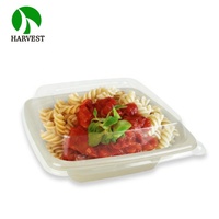 Boîte à lunch carrée jetable personnalisée en bagasse, micro-ondable, 24 oz, de qualité alimentaire, avec couvercle