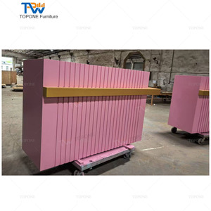 OEM/ODM Service Modern <strong>Pink</strong> and Gold Wood <strong>Beauty</strong> <strong>Salon</strong> Reception Desk for Commercial Use - Product Image 4