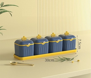 Ensemble de pots à épices pour sel et poivre de cuisine, bocaux à assaisonnements, organisateur de rangement pour sucre, sauces et vanille, support à épices populaire - Product Image 5