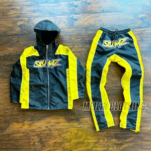 Custom Nylon <b>Zip</b> <b>up</b> <b>Jackets</b> Lightweight Wind Breaker Windbreaker Set Two Piece Jogging Nylon Windbreaker Tracksuit Set - Product Image 2