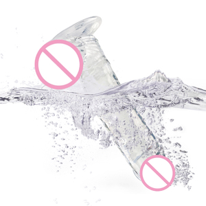 Dildo transparent TPE <span class=keywords><strong>pas</strong></span> <span class=keywords><strong>cher</strong></span> 6-9 pouces réaliste avec <span class=keywords><strong>ventouse</strong></span>, vibration douce, non lubrifié, jouet sexuel pour adultes pour femmes, hommes, gays - Product Image 4