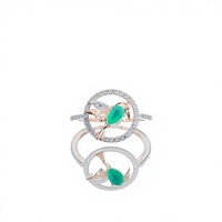 Bague de luxe à motif d'oiseau avec diamants naturels taille brillant 0,36 carat, clarté VS-SI, certifiée IGI, plaquée or rose 14 carats