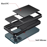 Coque de Téléphone à Fente Coulissante pour Cartes pour iPhone 17 16 15 14 Pro 14 Pro Max avec Porte-Cartes
