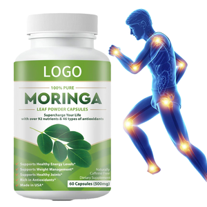 Capsules de Moringa Bio OEM 800mg, poudre de feuilles de Moringa pure, origine unique, pour l'énergie, le métabolisme et le soutien immunitaire - Product Image 1