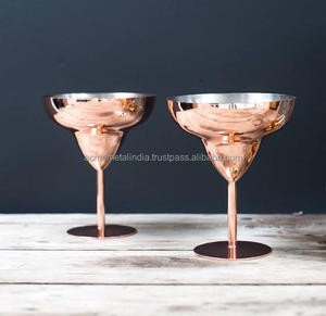 Modern Design Rose Gold Wine <b>Glass</b> Set of 2 Extra Size Copper Plated Pure High Quality Wholesale Drinkware Elegant <b>Glasses</b> - Product Image 1
