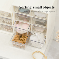 Organisateur de Bureau et Maison avec 6/8/9 Compartiments, Boîte de Rangement de Bureau en Plastique PS Transparent avec Tiroirs Rectangulaires pour Bijoux, Maquillage, Papeterie