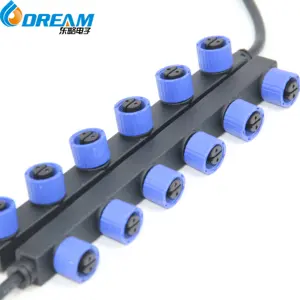 Фабрика Dream-start IP68 1 в 2, 3, 4, 5, 6, проводной разветвитель CE UL водонепроницаемый наружный светодиодный кабель питания разъем M15