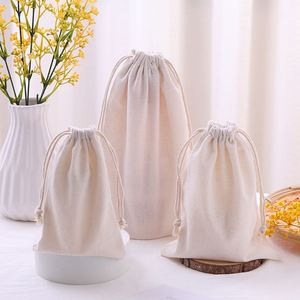 Bolsas de Almacenamiento de Tela de Algodón Muselina Sin Blanquear, Ligeras, con Cordón, para Regalos y Manualidades, con Logotipo Personalizado, 10*15cm - Product Image 3