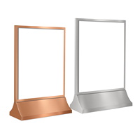 Exhibidor de Mesa Metálico para Pósteres - Soporte para Tarjetas de Menú en Oro/Plata Cepillado para Cafetería, Bar o Tienda