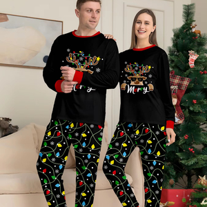 Recién llegados, conjunto de pijamas de Navidad a juego para la familia, ropa de dormir con estampado de vacaciones, conjunto de PJS de Navidad para parejas y niños - Product Image 2
