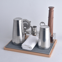 Ensemble de shaker à cocktails Boston 9 pièces Creation Shaker avec support en bois, kit de barman, outils de bar personnalisés et fournisseurs de tapis de bar
