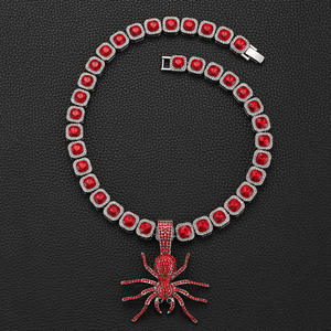 NL2114 rouge araignée Conjunto de joias com diamantes vermelhos e <span class=keywords><strong>strass</strong></span> com banho de prata - Product Image 5