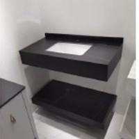 Comptoir de salle de bain moderne en pierre frittée avec lavabo intégré intelligent, sur mesure, étanche, OEM ODM pour appartement