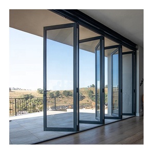 Puerta <span class=keywords><strong>de</strong></span> entrada <span class=keywords><strong>de</strong></span> seguridad plegable, perfiles <span class=keywords><strong>de</strong></span> aluminio para Patio <span class=keywords><strong>de</strong></span> cocina, Bifold, fabricante al por mayor - Product Image 2