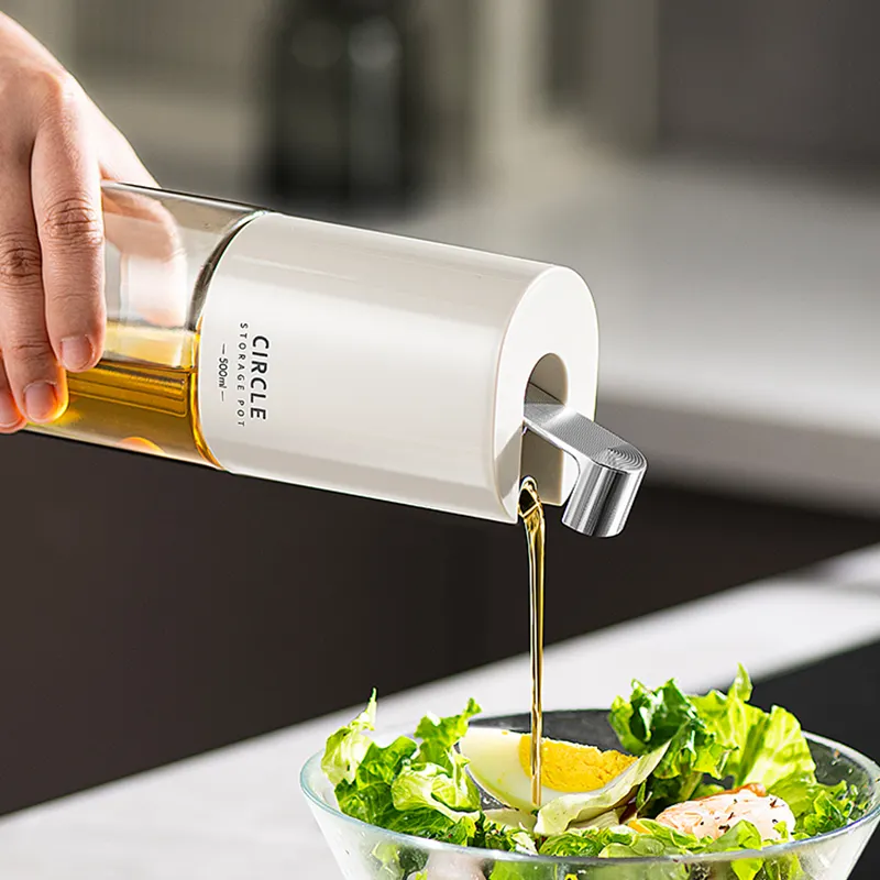 Hot bán Trắng Glass Sauce Dispenser cho thực phẩm giá thấp dầu thực vật Dispenser với biểu tượng tươi Nắp thực phẩm container đóng gói