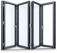 Puerta Plegable de Aluminio de 4 Paneles, Aislamiento Térmico, Doble Acristalamiento Low-E, Insonorizada, Apertura Grande para Exteriores, Patio, Balcón de Villa
