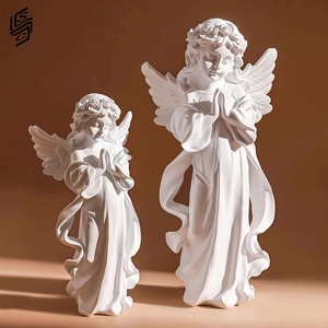 <span class=keywords><strong>Statua</strong></span> di Angelo in Resina Bianca Opaca Personalizzata, Scultura di Angioletto in Preghiera per Matrimoni e Decorazione d'Interni - Product Image 5