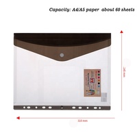Enveloppes à documents en plastique poly PP transparent et horizontal de taille A4 Sacs à lime avec fermeture à bouton