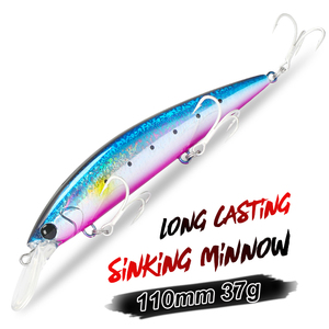Leurre de pêche rigide en plastique GAMA Japan 2026, 110 mm, 37 g, coulant, pour eau salée, ultra longue portée 80 m, pour achigan et brochet - Product Image 1