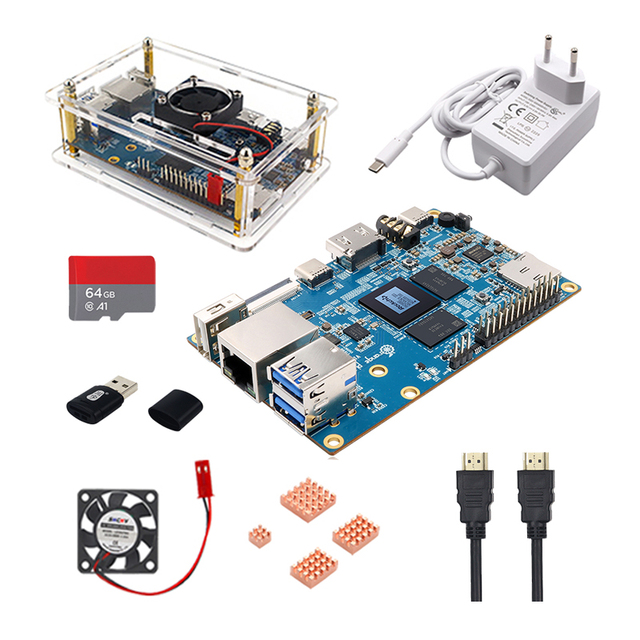 New Orange Pi 5 4GB 8GB 16GB RK3588S Single Board Computer Kit Optional Case, Cooliing Fan, Power adapter, Heatsinks, SD Card
