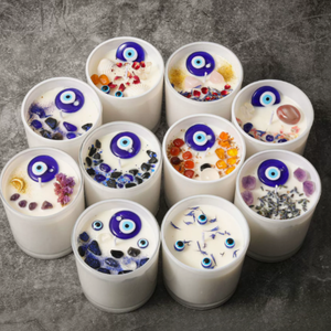 Velas <span class=keywords><strong>de</strong></span> Cera <span class=keywords><strong>de</strong></span> Soja con Cristales <span class=keywords><strong>de</strong></span> Ojo Turco, Piedras Curativas Naturales y Flores Secas para Protección Espiritual, Meditación y Decoración del Hogar - Product Image 5