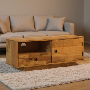 Mobile TV in Legno Massello di Mango 35.4 X 11.8 X 13.8 Pollici, Elegante e Resistente, Arredamento per Soggiorno, Design Moderno Rustico - Product Image 2