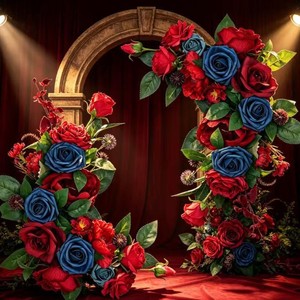 Guirlandes de roses artificielles agiles, fleurs en soie rouges et bleues, 50-100 pièces, bouquet de décoration pour mariage et maison - Product Image 1