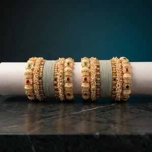 PADMAWATI BANGLES PRIVATE LIMITED – Ensemble de bracelets de luxe en tungstène plaqué or de haute qualité, originaux pour femmes, pour mariage indien et fêtes - Product Image 3