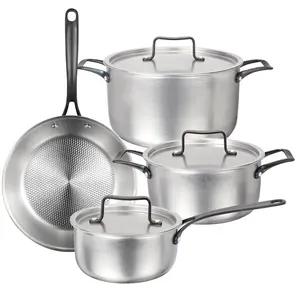 Cucina di casa nuovo Design da neve argento superficie pentole e padelle tre strati in acciaio inox Set di pentole