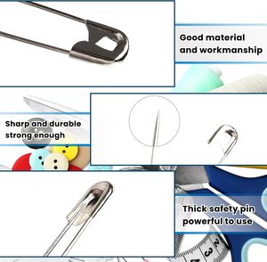 50 épingles de sûreté métalliques de 3 pouces, robustes, argentées, pour la <span class=keywords><strong>couture</strong></span>, les vêtements de bébé, les couches, la lessive, les décorations - Product Image 4