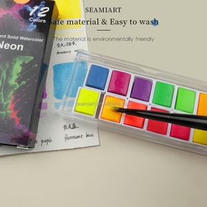 Ensemble de <span class=keywords><strong>12</strong></span> aquarelles fluorescentes solides pour artistes, kit portable demi-palettes, Acuarelas Aquarela Calligraphie - Product Image 6