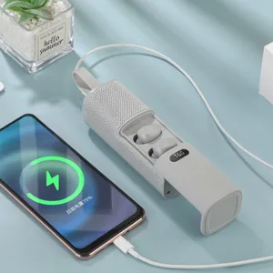 Kualitas Tinggi Penjualan Terbaik 1500MAh Power Bank untuk Semua Smartphone Portabel 3 In 1 Earbud Nirkabel Speaker