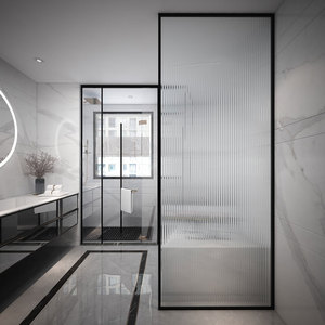 Pintu Kamar Mandi, Pintu Kamar Mandi Tempered Glass dengan Strip Segel Pintu Kamar Mandi - Product Image 5