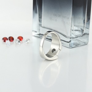 yunnique Men's Geometric <b>Titanium</b> Steel <b>Ring</b> Silver White Stone Claw Setting Wedding Jewelry - Product Image 3