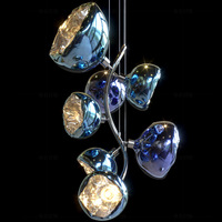 Lustre en verre long design PM Creative pour comptoir de bar, villa, duplex, escalier en colimaçon, appartement, ou réception