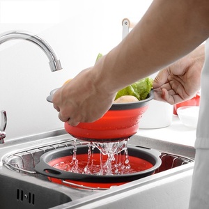 Doppels chich tiger faltbarer Kunststoff-Abfluss korb Kreative platzsparende Haushaltsgemüsefrucht-Wasch sieb Einziehbare <span class=keywords><strong>Pasta</strong></span> - Product Image 1