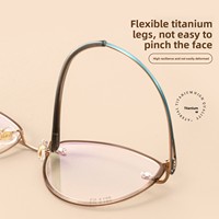 Ultraleichtes Randloses Reintitan-Brillengestell 5513WK Abnehmbares Retro-Cateye Unisex Modisches Geometrisches Muster Gesichtsform