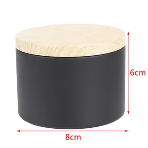 Hot Sale 4oz 8oz Round Empty Metal Matt Black White Gole Candle Tin Packing Soy Wax Candle Tin Jar Wood Grain Printed With Lid