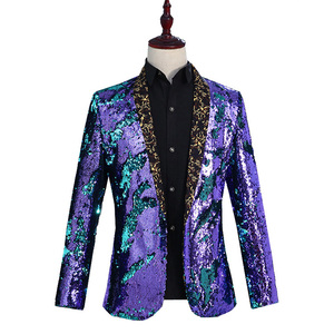 Stage Costume Sequins Club Dresses for Party Slim Club Dresses Shawl Collar Blazer <strong>Glitter</strong> <strong>Jacket</strong> for Men - Product Image 3