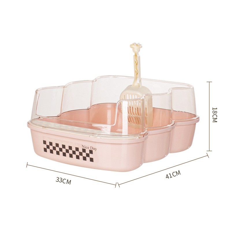 Small pink transparent cat litter box