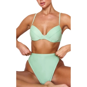 <span class=keywords><strong>Costume</strong></span> da bagno bikini a vita alta da <span class=keywords><strong>donna</strong></span>, set con top con ferretto e slip <span class=keywords><strong>sgambato</strong></span>, in spugna, taglie forti, anti-UV, ecologico - Product Image 3