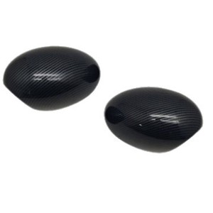Bmw Mini Rearview Mirror Covers <b>Glossy</b> Black Carbon Fiber Base Full Set 3m Tape Installation - Product Image 1